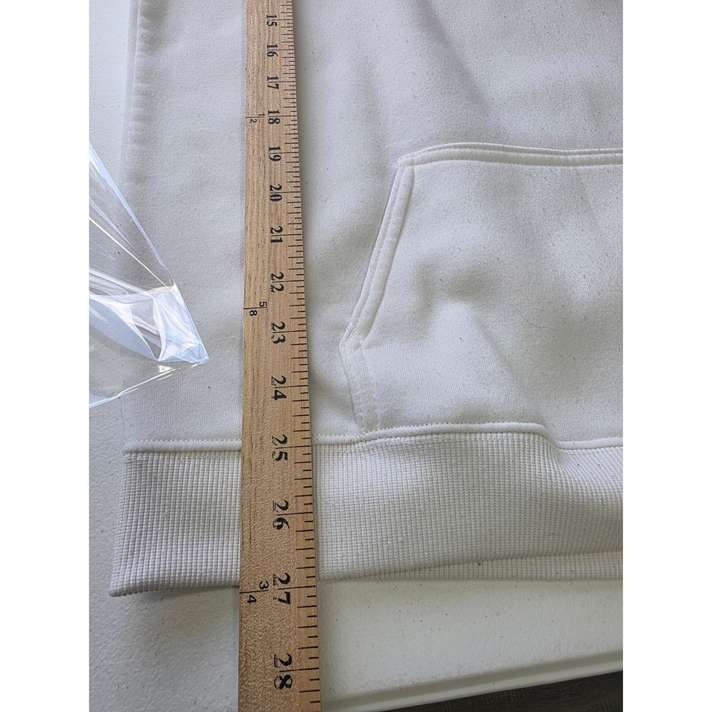 Vivre La Vie Womens White Butterfly Patch Hoodie Sweatshirt Size Large Blue Bead - Picture 5 of 7